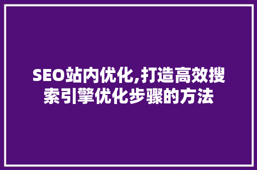 SEO站内优化,打造高效搜索引擎优化步骤的方法