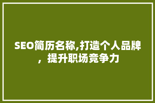 SEO简历名称,打造个人品牌，提升职场竞争力