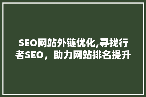 SEO网站外链优化,寻找行者SEO，助力网站排名提升