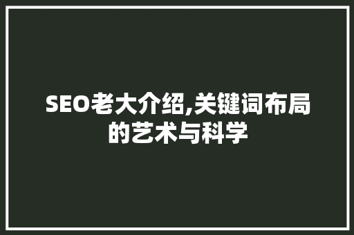 SEO老大介绍,关键词布局的艺术与科学