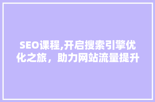 SEO课程,开启搜索引擎优化之旅，助力网站流量提升
