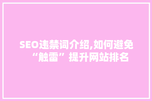 SEO违禁词介绍,如何避免“触雷”提升网站排名