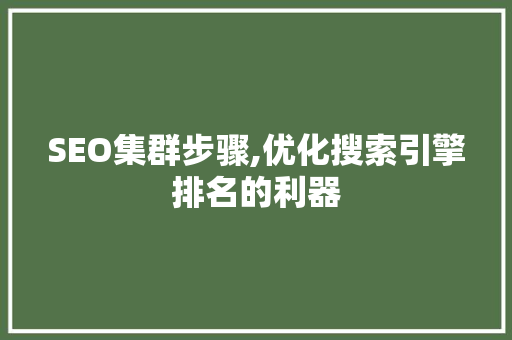 SEO集群步骤,优化搜索引擎排名的利器