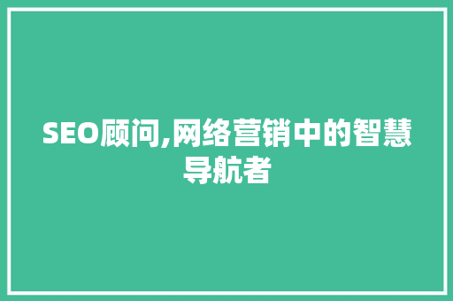 SEO顾问,网络营销中的智慧导航者