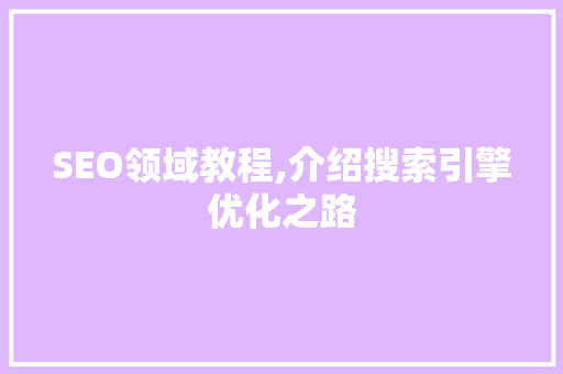 SEO领域教程,介绍搜索引擎优化之路