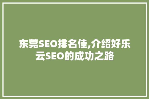 东莞SEO排名佳,介绍好乐云SEO的成功之路