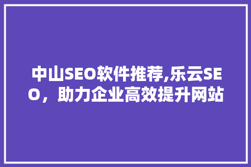 中山SEO软件推荐,乐云SEO，助力企业高效提升网站排名