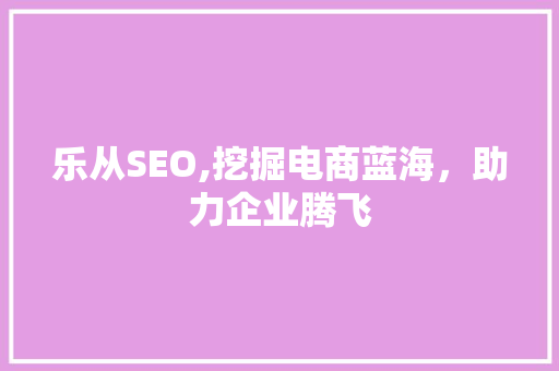 乐从SEO,挖掘电商蓝海，助力企业腾飞
