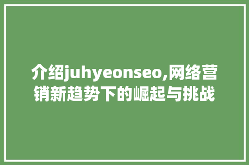 介绍juhyeonseo,网络营销新趋势下的崛起与挑战
