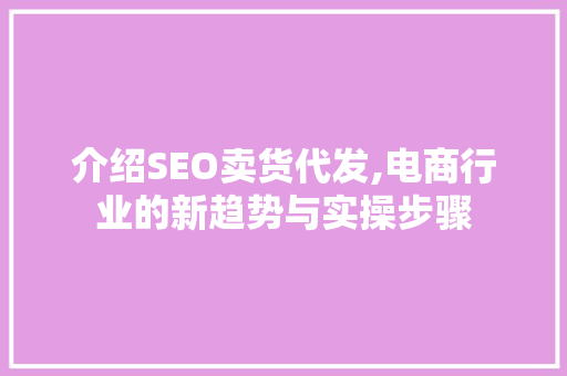 介绍SEO卖货代发,电商行业的新趋势与实操步骤