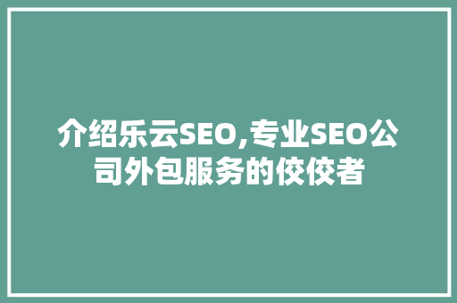 介绍乐云SEO,专业SEO公司外包服务的佼佼者