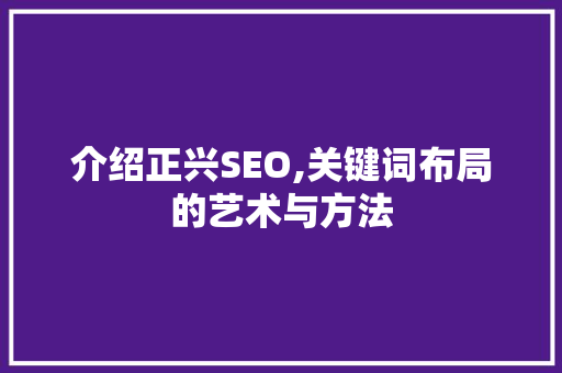 介绍正兴SEO,关键词布局的艺术与方法
