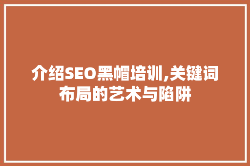 介绍SEO黑帽培训,关键词布局的艺术与陷阱