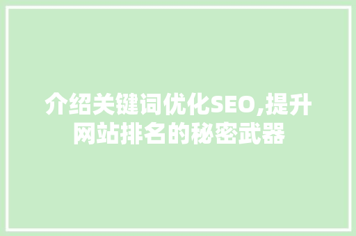 介绍关键词优化SEO,提升网站排名的秘密武器