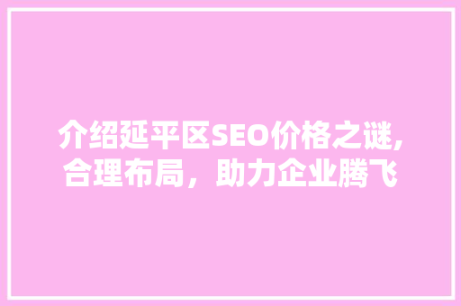 介绍延平区SEO价格之谜,合理布局，助力企业腾飞