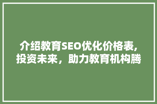 介绍教育SEO优化价格表,投资未来，助力教育机构腾飞