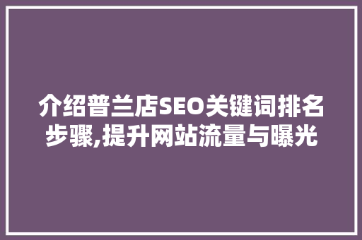 介绍普兰店SEO关键词排名步骤,提升网站流量与曝光度的方法