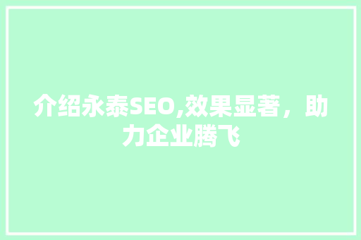 介绍永泰SEO,效果显著，助力企业腾飞