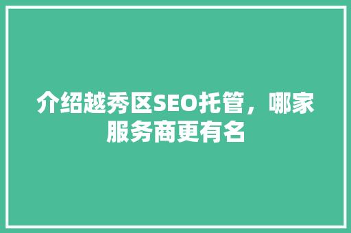 介绍越秀区SEO托管，哪家服务商更有名