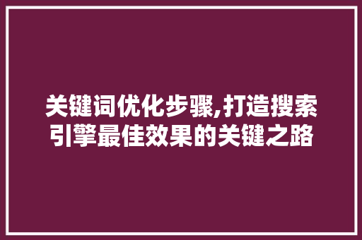关键词优化步骤,打造搜索引擎最佳效果的关键之路