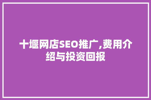 十堰网店SEO推广,费用介绍与投资回报