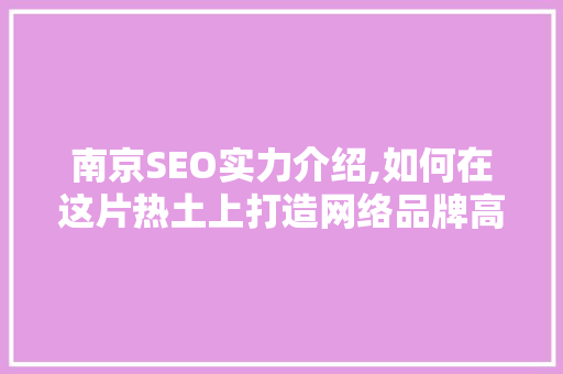 南京SEO实力介绍,如何在这片热土上打造网络品牌高地