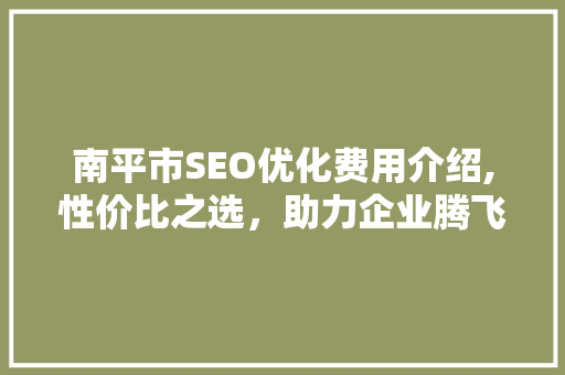 南平市SEO优化费用介绍,性价比之选，助力企业腾飞