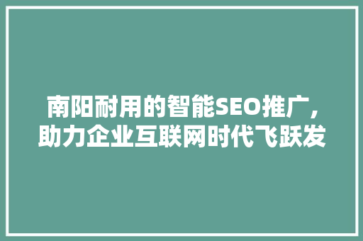 南阳耐用的智能SEO推广,助力企业互联网时代飞跃发展