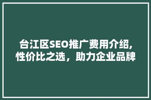 台江区SEO推广费用介绍,性价比之选，助力企业品牌腾飞