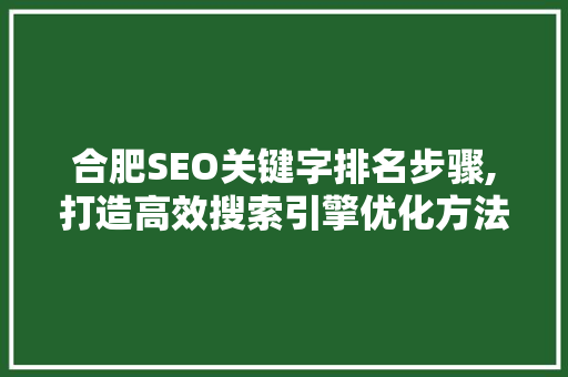 合肥SEO关键字排名步骤,打造高效搜索引擎优化方法