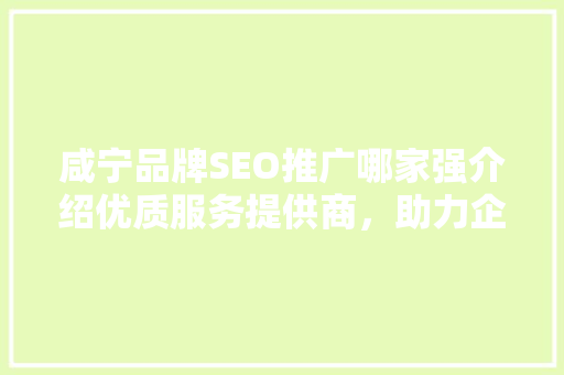 咸宁品牌SEO推广哪家强介绍优质服务提供商，助力企业腾飞