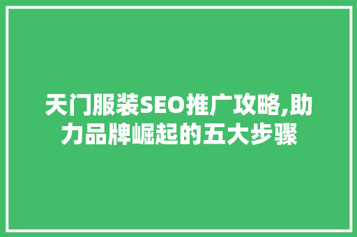 天门服装SEO推广攻略,助力品牌崛起的五大步骤