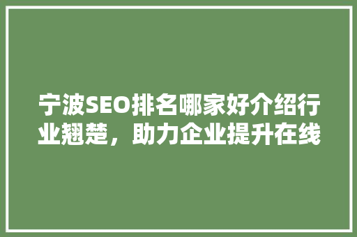 宁波SEO排名哪家好介绍行业翘楚，助力企业提升在线竞争力