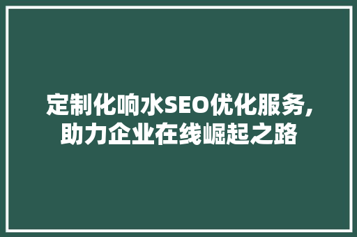 定制化响水SEO优化服务,助力企业在线崛起之路