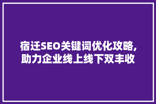 宿迁SEO关键词优化攻略,助力企业线上线下双丰收