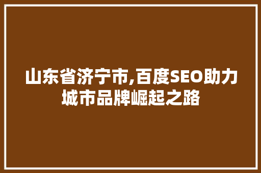 山东省济宁市,百度SEO助力城市品牌崛起之路