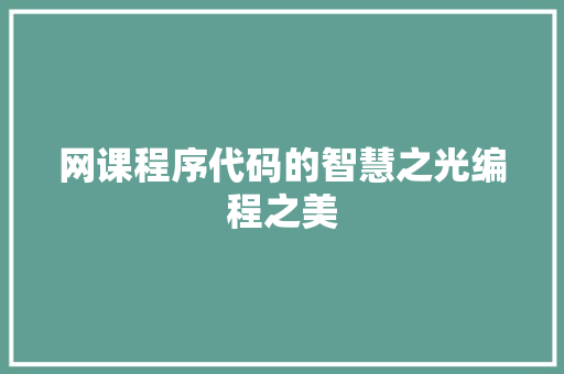 网课程序代码的智慧之光编程之美