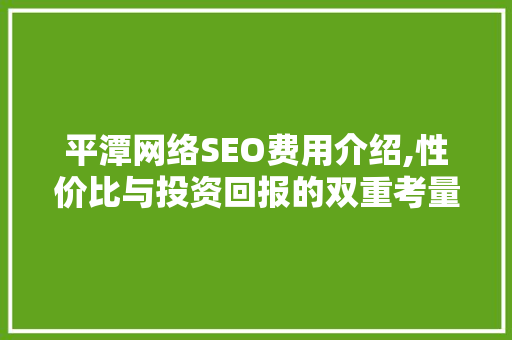 平潭网络SEO费用介绍,性价比与投资回报的双重考量