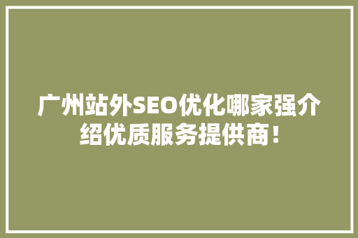 广州站外SEO优化哪家强介绍优质服务提供商！