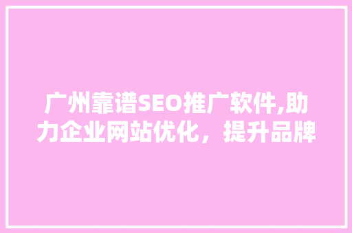 广州靠谱SEO推广软件,助力企业网站优化，提升品牌影响力