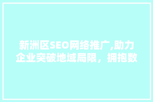 新洲区SEO网络推广,助力企业突破地域局限，拥抱数字时代