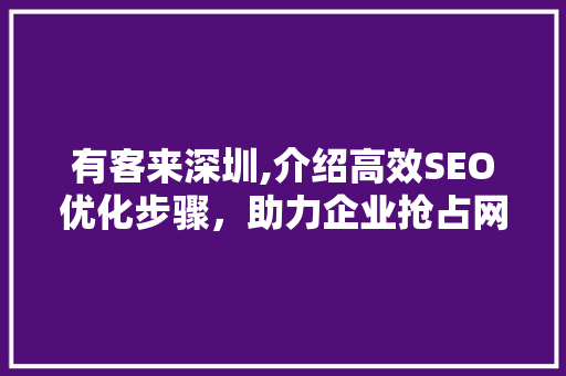有客来深圳,介绍高效SEO优化步骤，助力企业抢占网络市场先机