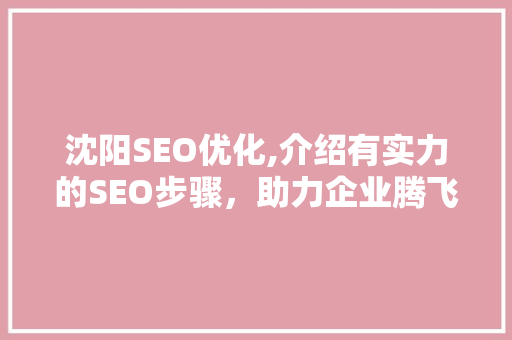 沈阳SEO优化,介绍有实力的SEO步骤，助力企业腾飞