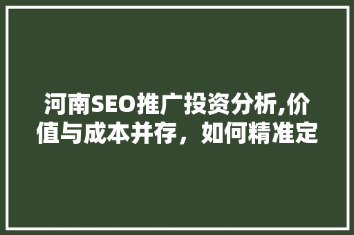 河南SEO推广投资分析,价值与成本并存，如何精准定位投资