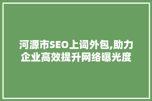 河源市SEO上词外包,助力企业高效提升网络曝光度