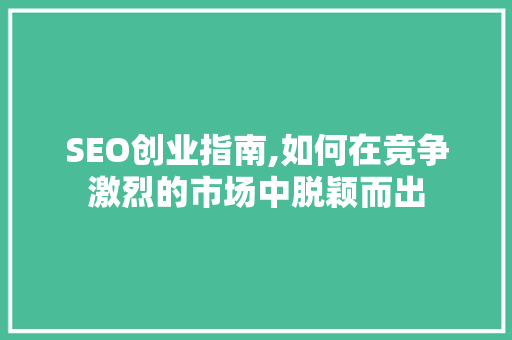 SEO创业指南,如何在竞争激烈的市场中脱颖而出