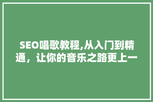 SEO唱歌教程,从入门到精通，让你的音乐之路更上一层楼