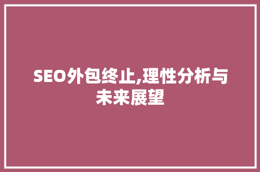 SEO外包终止,理性分析与未来展望