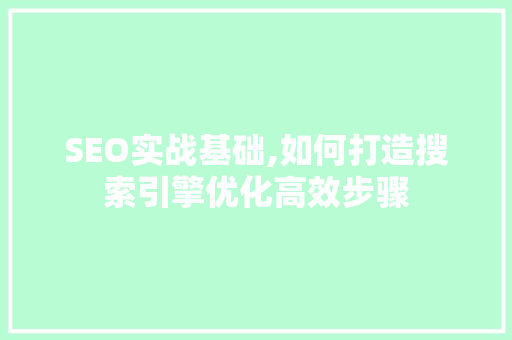 SEO实战基础,如何打造搜索引擎优化高效步骤