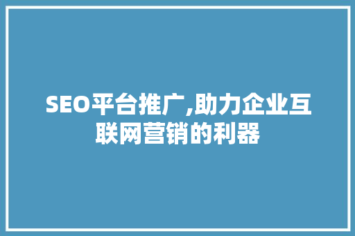SEO平台推广,助力企业互联网营销的利器